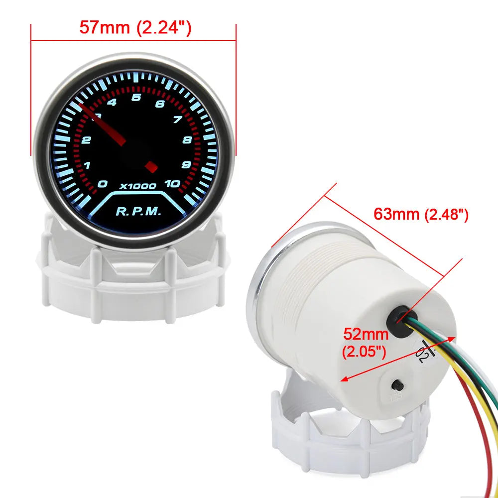 2" 52mm Universal 12V LED Smoke Len -1~0~2 BAR Turbo Boost Gauge Meter / Turbo Boost Meter with White LED Backlight For 12V Car