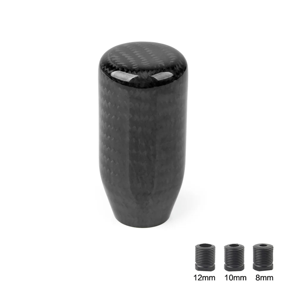 JDM Style Universal Oval/Sphere Carbon Fiber Manual Gear Shift Knob With 3 Adapter for Most Car Decorations Classic