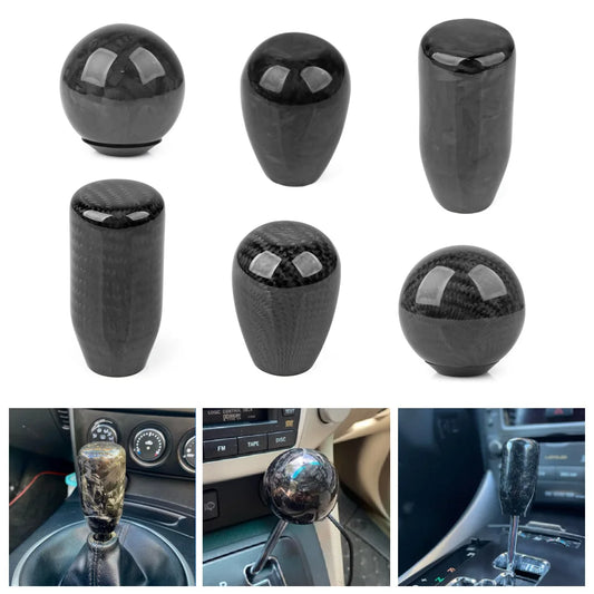 JDM Style Universal Oval/Sphere Carbon Fiber Manual Gear Shift Knob With 3 Adapter for Most Car Decorations Classic